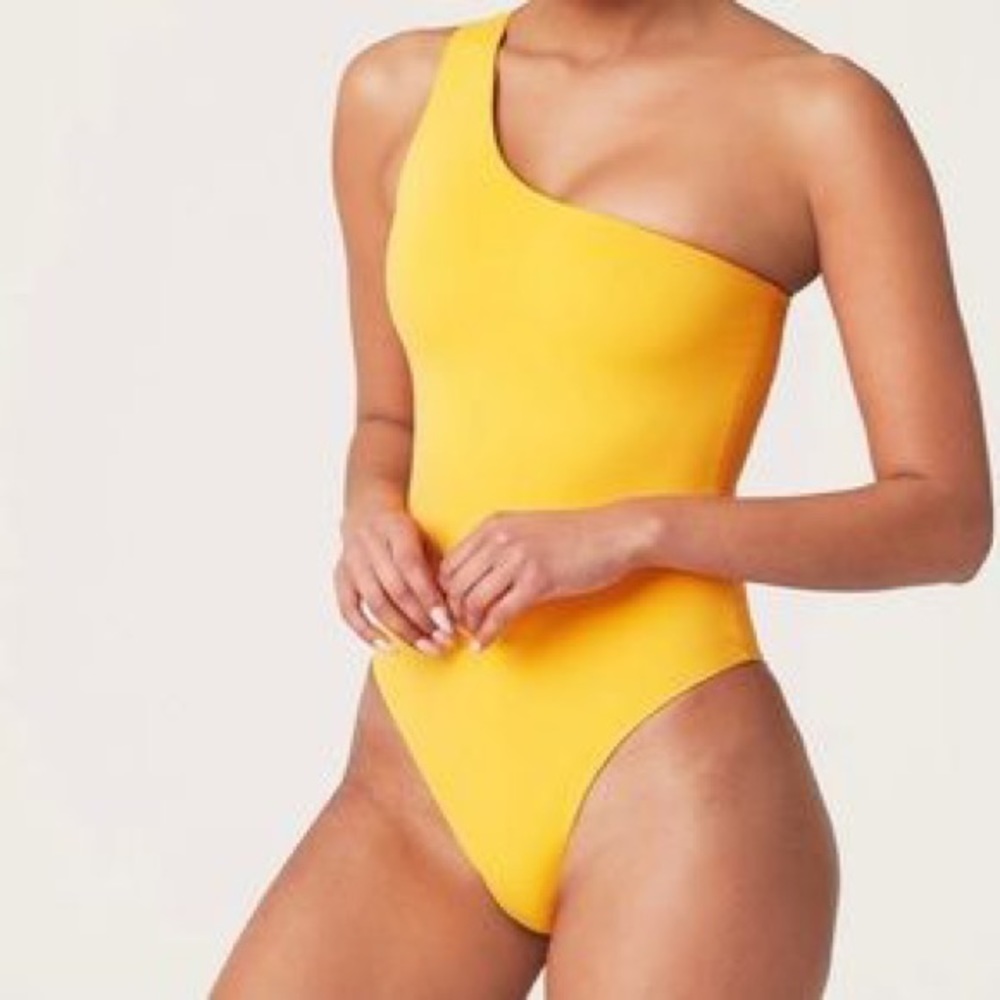 Mesh Swim Tangerine Orange OneShoulder OnePiece SM